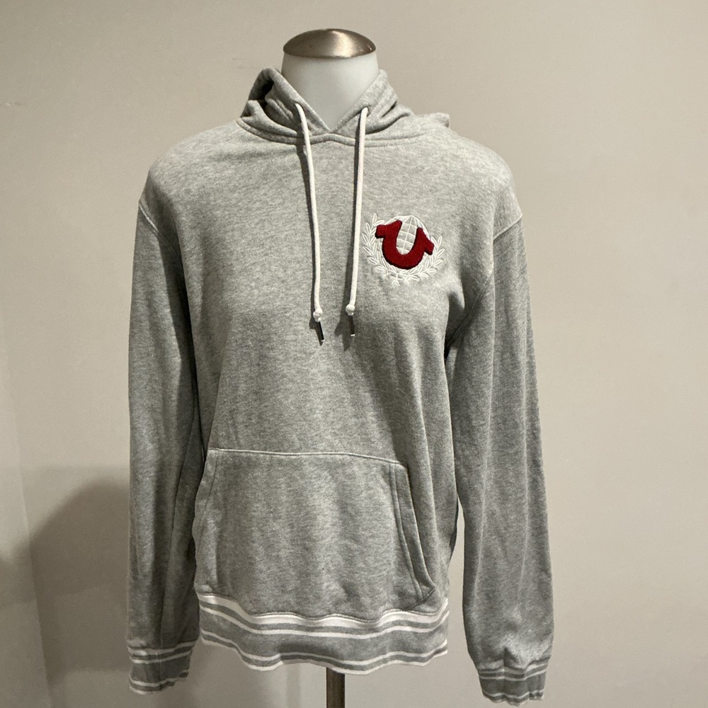 True Religion Gray Hoodie with Red Logo